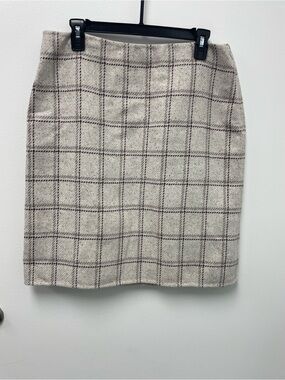 Neutral Plaid Pencil Skirt - Cream Check